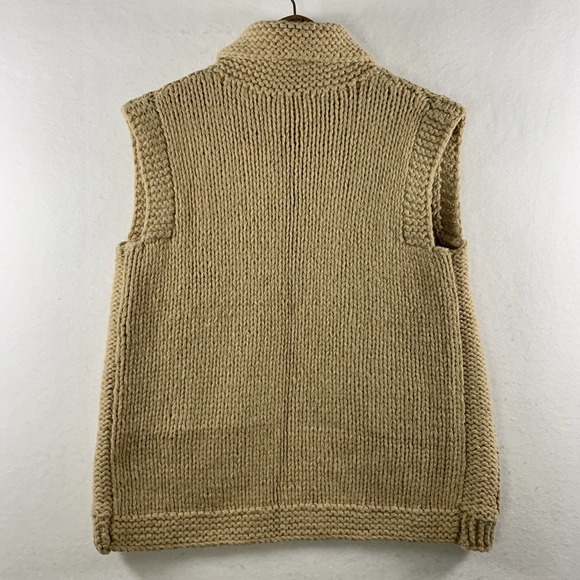 Kenji Womens Chunky Shawl Lambswool Angora Sweater Vest Large Camel Quiet Luxury - Picture 3 of 9